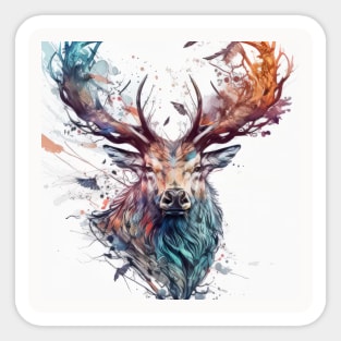 Deer Stag Portrait Animal Painting Wildlife Outdoors Adventure Sticker